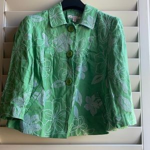Vintage JM collection Middle-aged, 12 petite, linen, green color, shoulder pats
